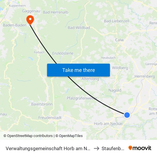 Verwaltungsgemeinschaft Horb am Neckar to Staufenberg map