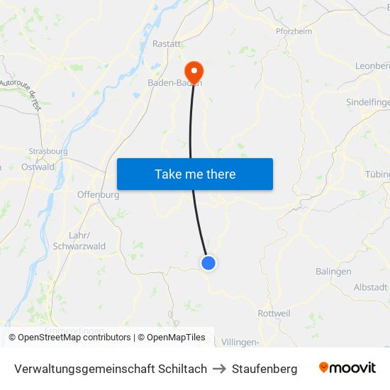 Verwaltungsgemeinschaft Schiltach to Staufenberg map
