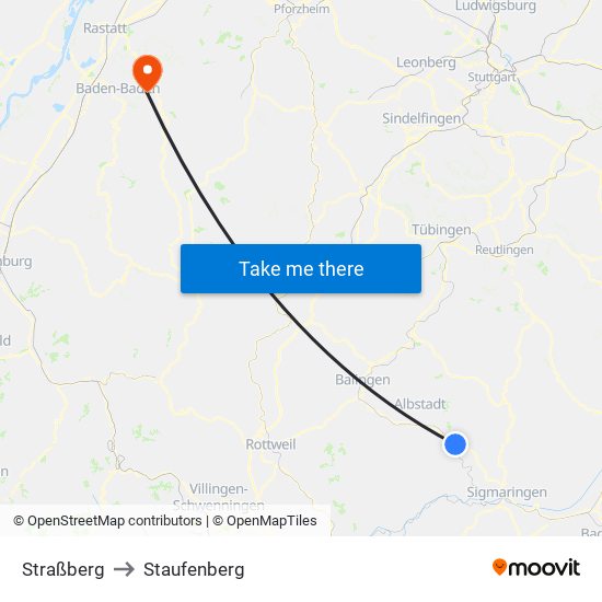 Straßberg to Staufenberg map