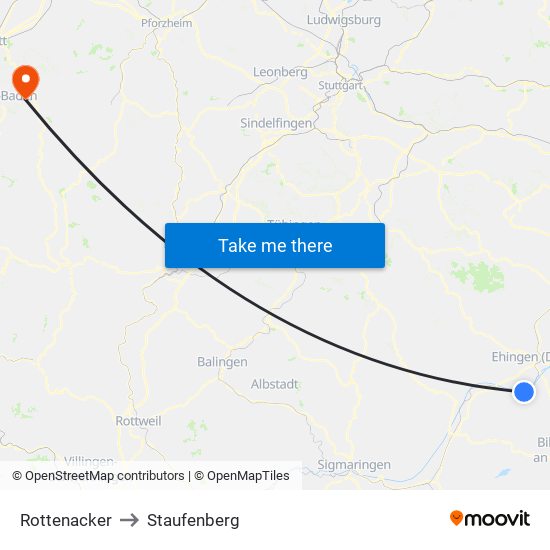 Rottenacker to Staufenberg map