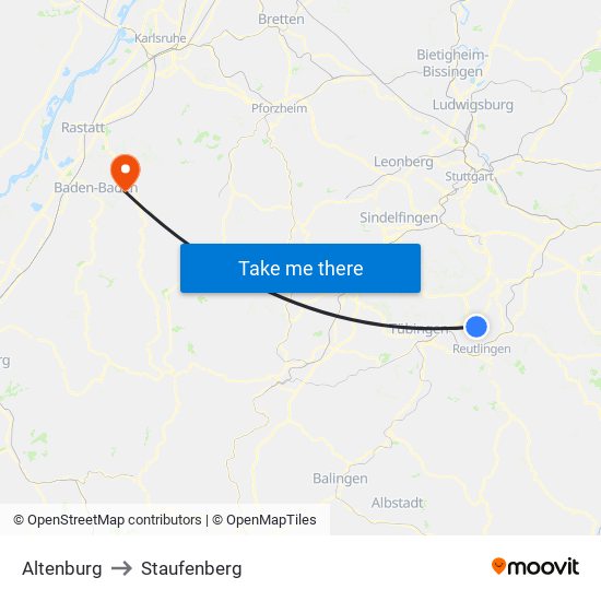 Altenburg to Staufenberg map