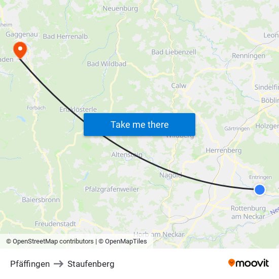 Pfäffingen to Staufenberg map