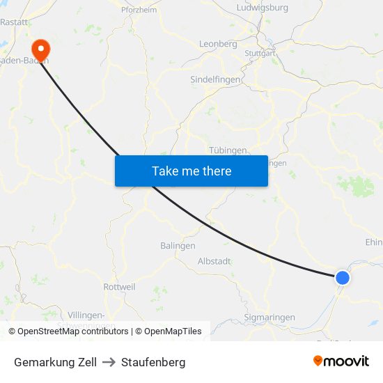 Gemarkung Zell to Staufenberg map