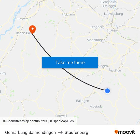 Gemarkung Salmendingen to Staufenberg map