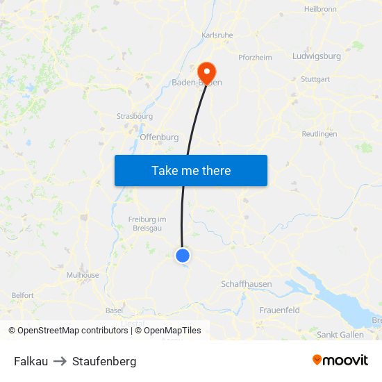 Falkau to Staufenberg map