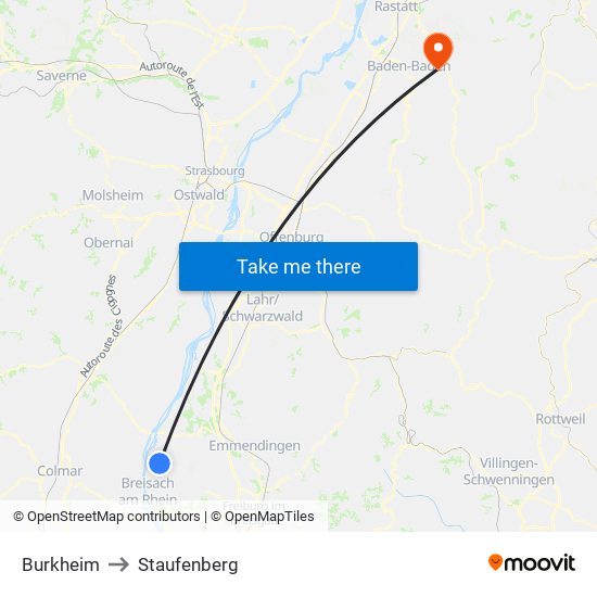Burkheim to Staufenberg map