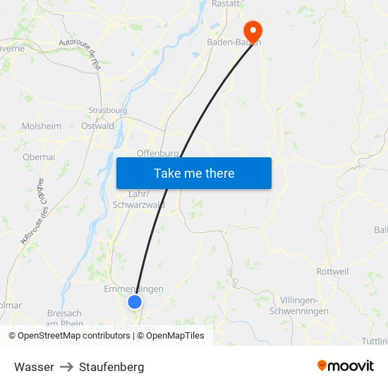 Wasser to Staufenberg map