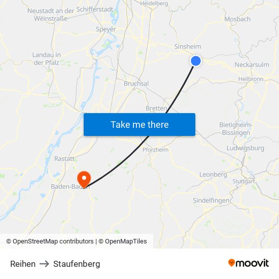 Reihen to Staufenberg map