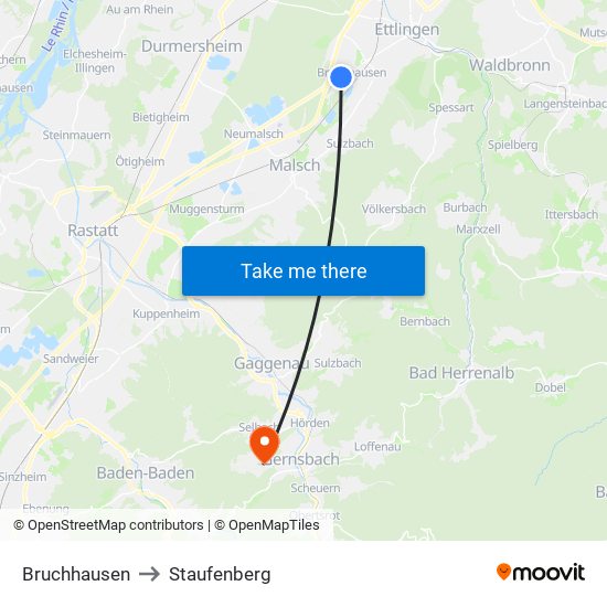 Bruchhausen to Staufenberg map