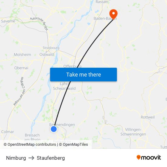 Nimburg to Staufenberg map