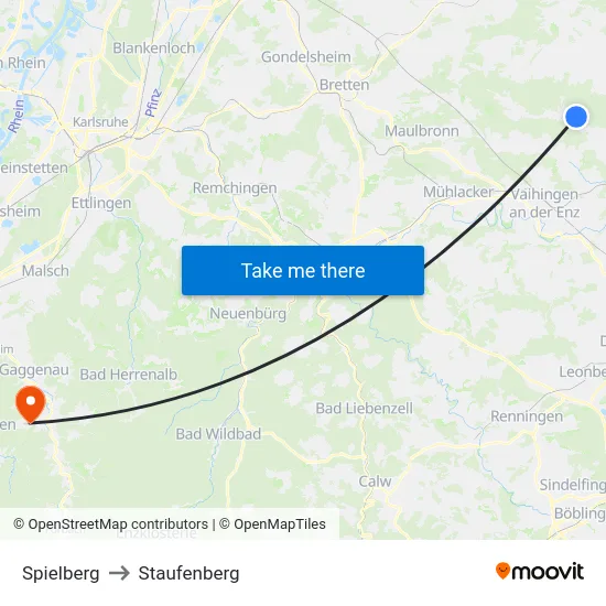 Spielberg to Staufenberg map