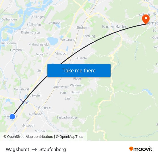 Wagshurst to Staufenberg map