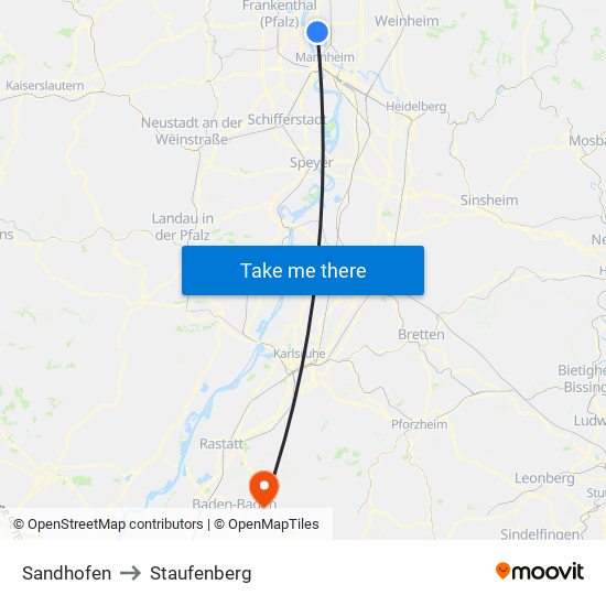Sandhofen to Staufenberg map