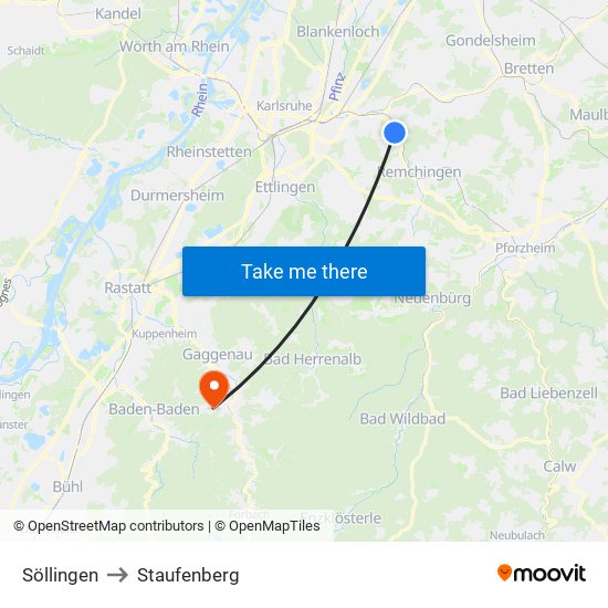 Söllingen to Staufenberg map