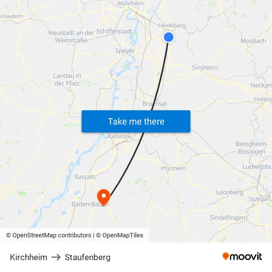 Kirchheim to Staufenberg map