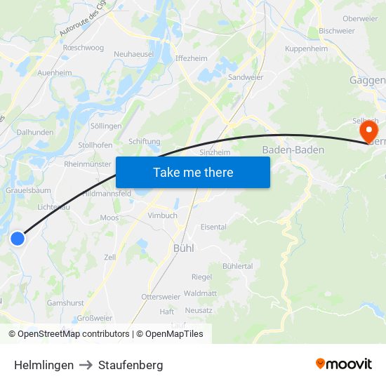 Helmlingen to Staufenberg map