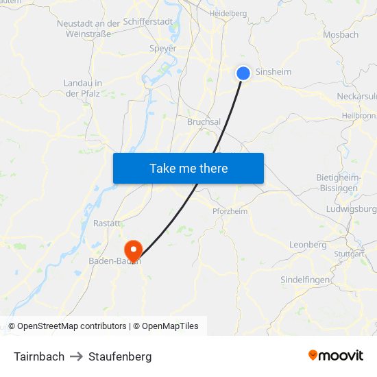 Tairnbach to Staufenberg map