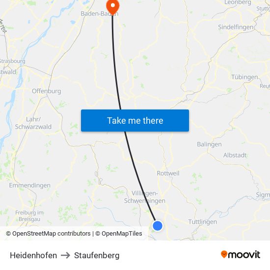 Heidenhofen to Staufenberg map