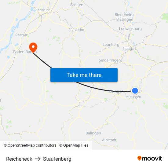 Reicheneck to Staufenberg map