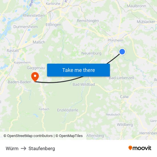 Würm to Staufenberg map