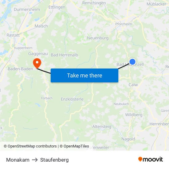 Monakam to Staufenberg map