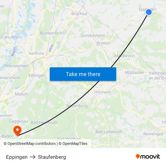 Eppingen to Staufenberg map