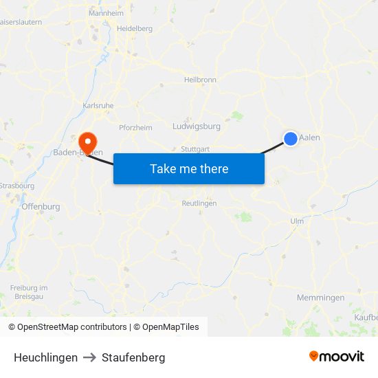 Heuchlingen to Staufenberg map