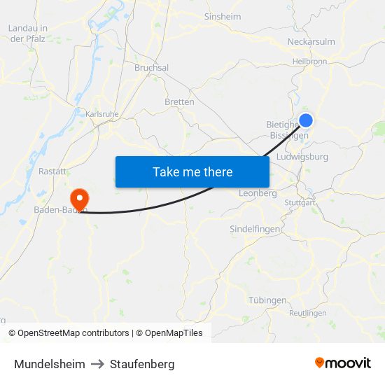 Mundelsheim to Staufenberg map