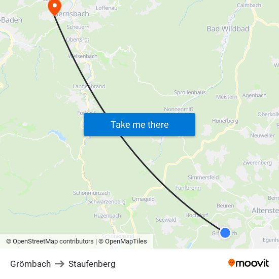 Grömbach to Staufenberg map