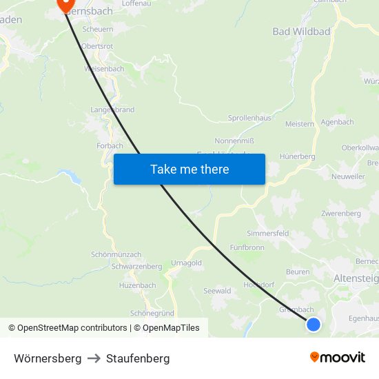 Wörnersberg to Staufenberg map