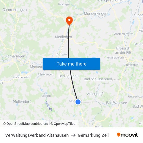 Verwaltungsverband Altshausen to Gemarkung Zell map