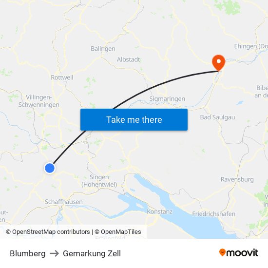 Blumberg to Gemarkung Zell map