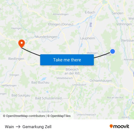 Wain to Gemarkung Zell map