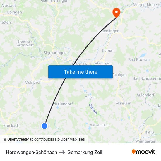 Herdwangen-Schönach to Gemarkung Zell map