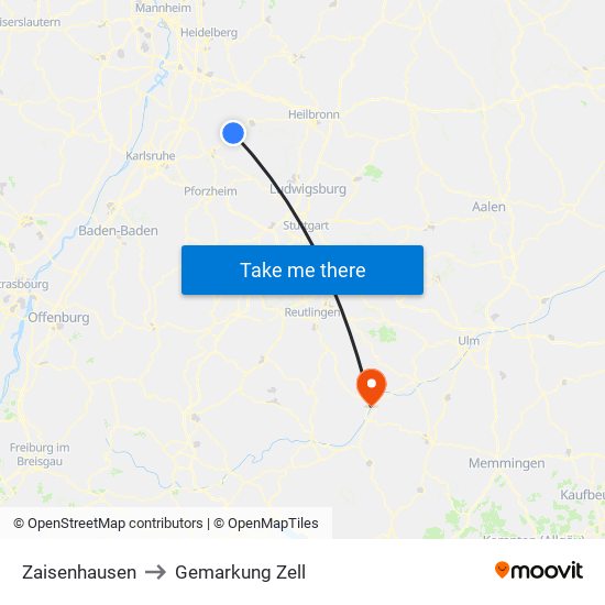 Zaisenhausen to Gemarkung Zell map