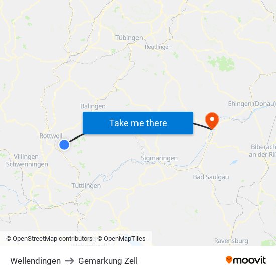 Wellendingen to Gemarkung Zell map
