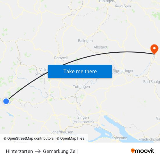 Hinterzarten to Gemarkung Zell map