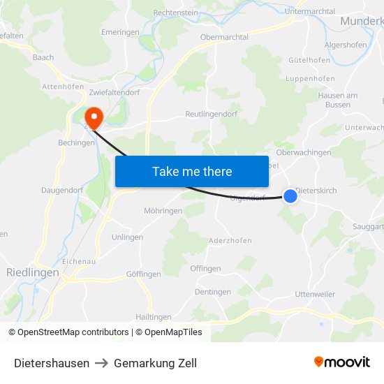 Dietershausen to Gemarkung Zell map