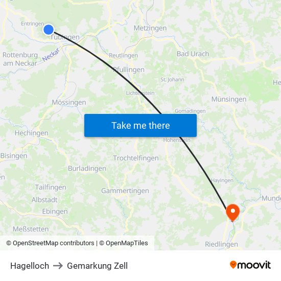 Hagelloch to Gemarkung Zell map