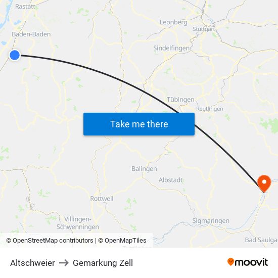 Altschweier to Gemarkung Zell map