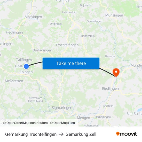 Gemarkung Truchtelfingen to Gemarkung Zell map