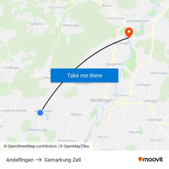 Andelfingen to Gemarkung Zell map