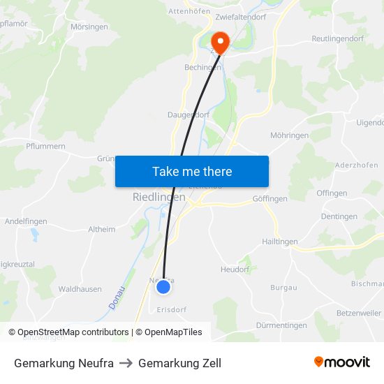 Gemarkung Neufra to Gemarkung Zell map
