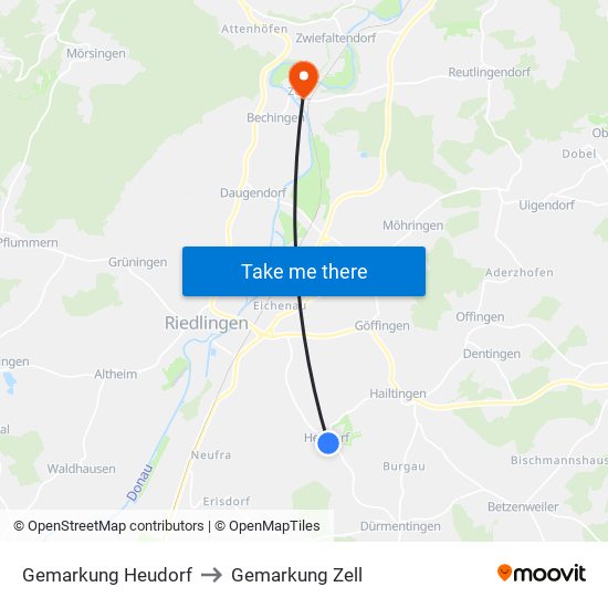 Gemarkung Heudorf to Gemarkung Zell map