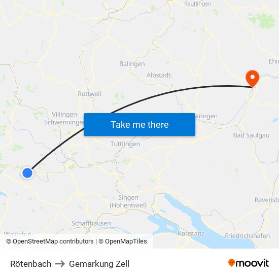Rötenbach to Gemarkung Zell map