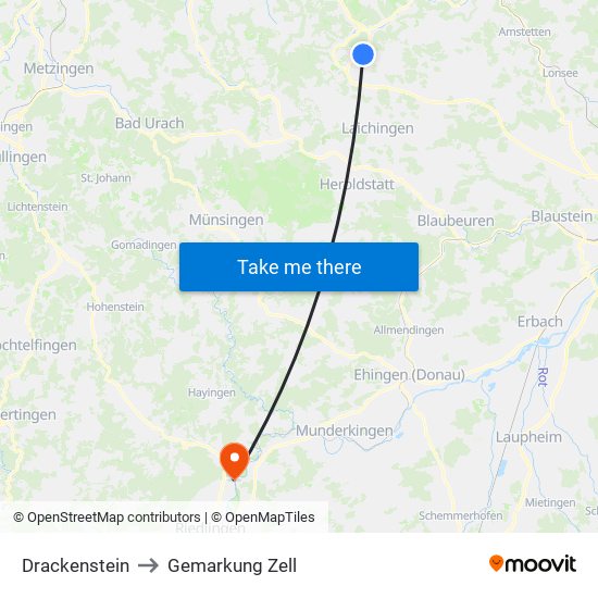 Drackenstein to Gemarkung Zell map