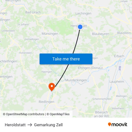 Heroldstatt to Gemarkung Zell map