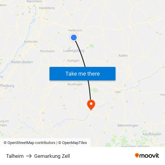 Talheim to Gemarkung Zell map