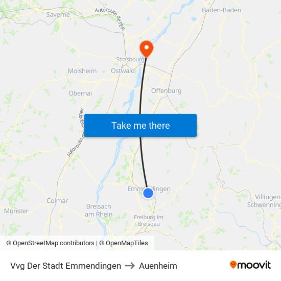 Vvg Der Stadt Emmendingen to Auenheim map