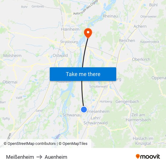 Meißenheim to Auenheim map